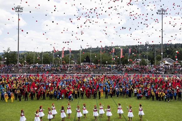 Die Schlussfeier des Eidgenoessischen Turnfest 2019 in Aarau am Sonntag, 23. Juni 2019 im Stadion Bruegglifeld in Aarau. Das Eidgenoessische Turnfest in Aarau dauert vom 13. Juni bis 23. Juni 2019. (K ...