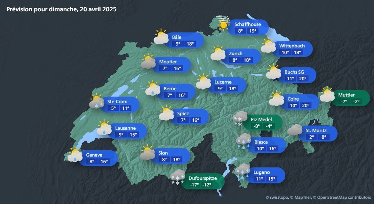 Météo Suisse dimanche 20 avril