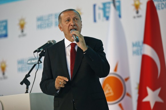 Turkey&#039;s President Recep Tayyip Erdogan delivers a speech at his ruling Justice and Development Party (AKP) congress in Ankara, Turkey, Saturday, Aug. 18, 2018. Erdogan said Saturday his country  ...