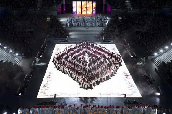 Extras are pictured in the arena of the &quot;Fete des Vignerons&quot; (winegrowers&#039; festival in French), with a capacity of 20&#039;000 spectators and hosting a giant central LED floor of approx ...