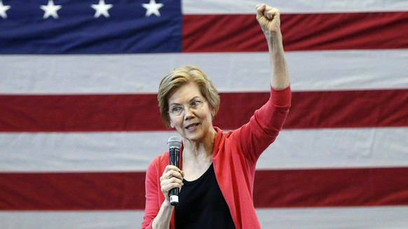 FILE - In this Jan. 12, 2019, file photo, Sen. Elizabeth Warren, D-Mass., speaks during an organizing event at Manchester Community College in Manchester, N.H. Warren is expected to formally launch he ...