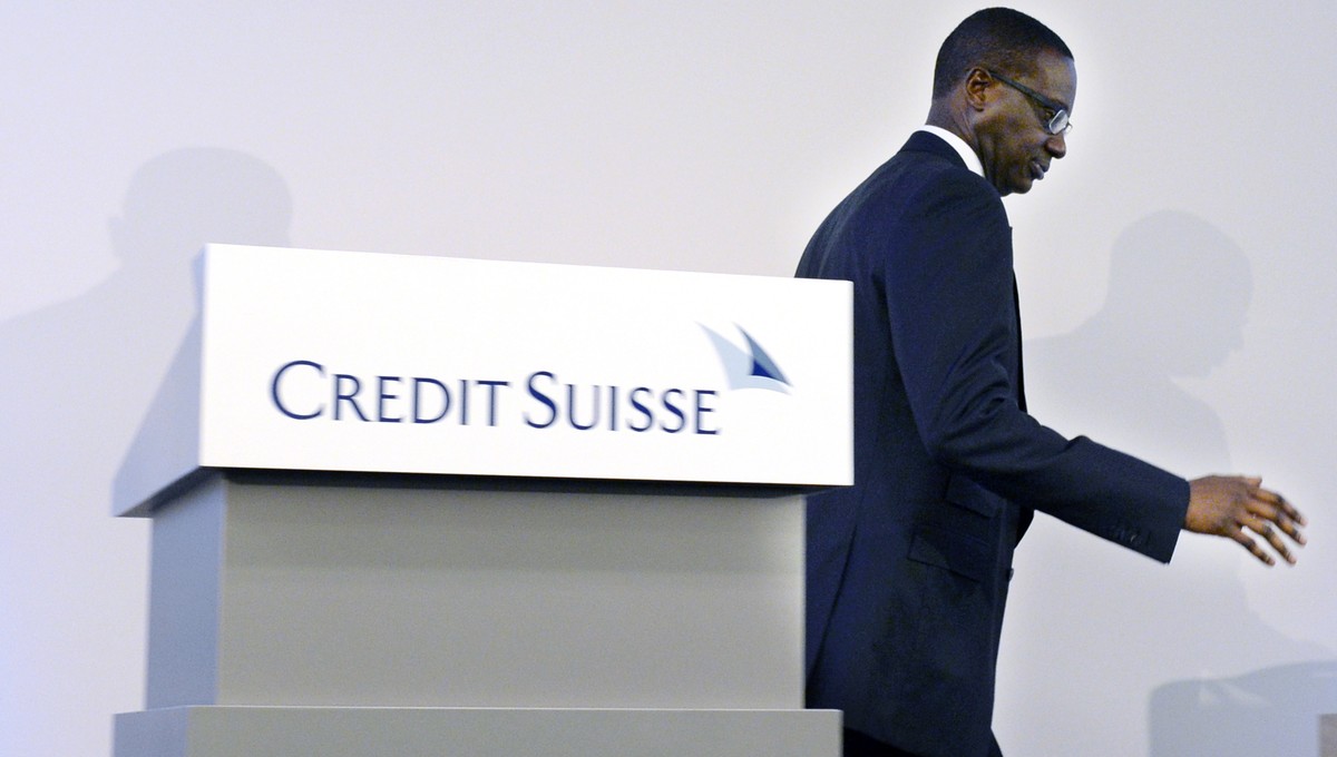 epa08199737 (FILE) Tidjane Thiam, CEO of Swiss bank Credit Suisse, speaks during a press conference in Zurich, Switzerland, 21 October 2015 (reissued 07 February 2020). Credit Suisse's chief exec ...