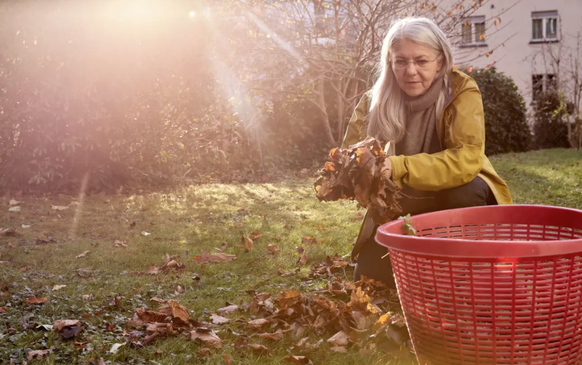 Frau arbeitet im Garten