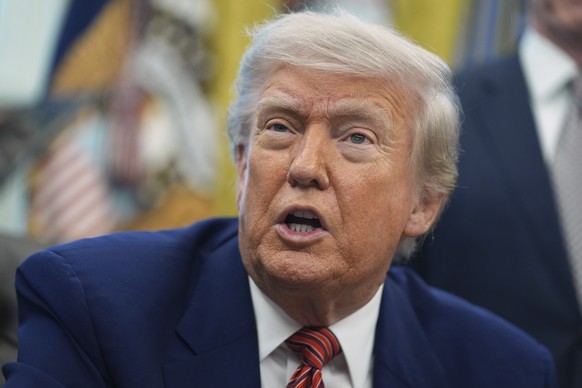 FILE - President Donald Trump speaks to reporters in the Oval Office of the White House, Friday, May 23, 2025, in Washington. (AP Photo/Evan Vucci, File)
Donald Trump