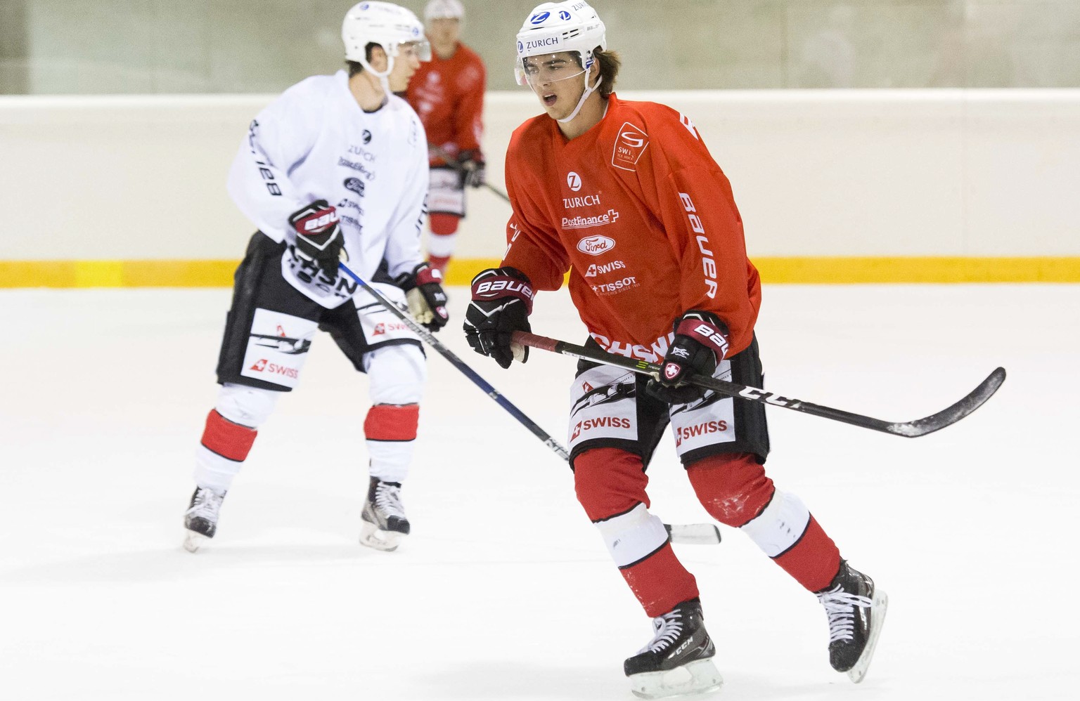 Ice hockey player Nico Hischier (New Jersey Devils) during the training of the first prospect camp of the Swiss ice hockey national team, in the PostFinance arena in Bern, Switzerland, Wednesday, July ...