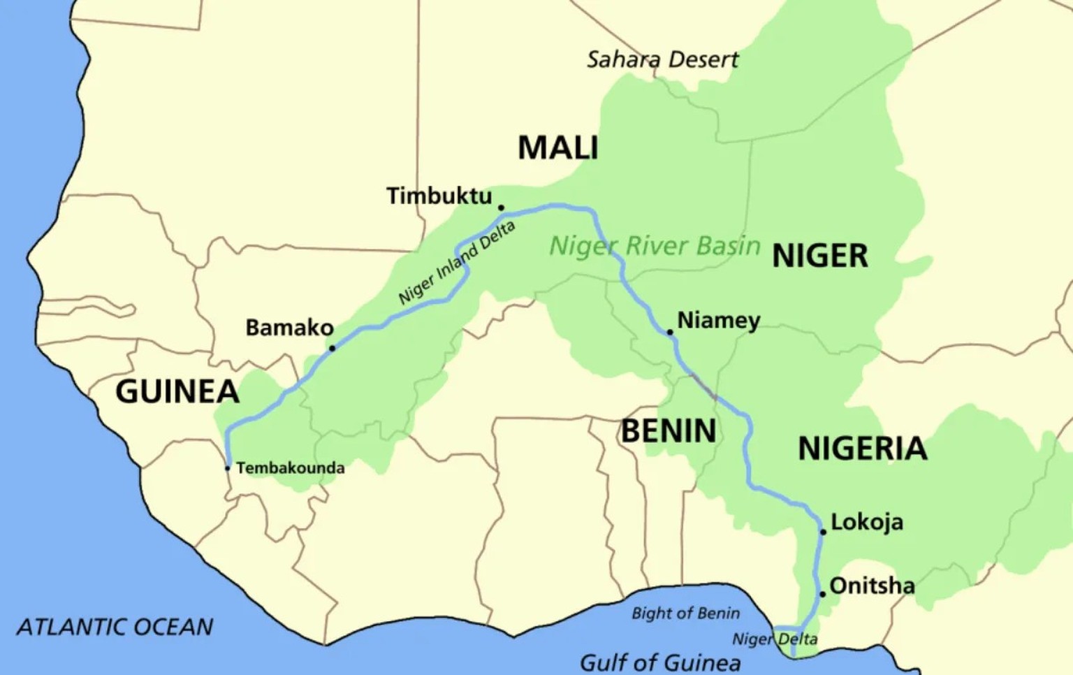 Die Quelle des Nigerflusses und der Standort von Timbuktu waren den Europäern unbekannt.
https://commons.wikimedia.org/wiki/File:Niger_river_map.PNG