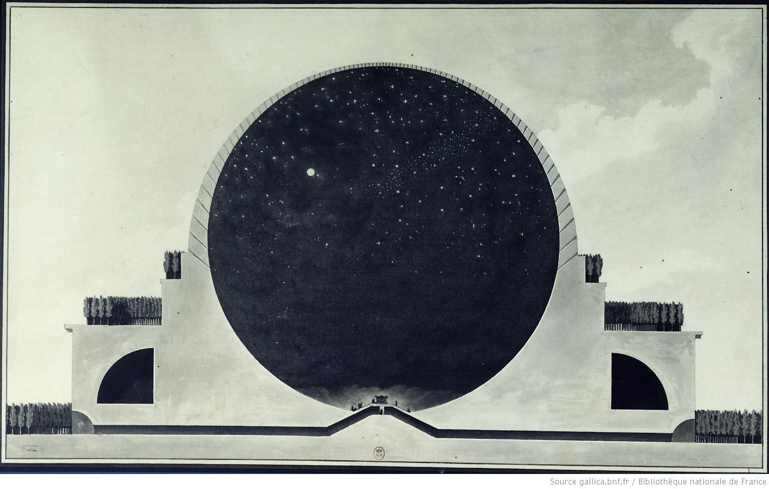 Entwurf von Étienne-Louis Boullée eines Kenotaphs für Isaac Newton.
https://www.archdaily.com/544946/ad-classics-cenotaph-for-newton-etienne-louis-boullee/53a2643bc07a8079c500022f-ad-classics-cenotaph ...