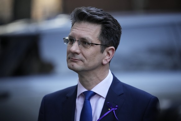 British Conservative Party Member of Parliament Steve Baker speaks to the media after a petition signed by people rejecting COVID vaccine passports or any other form of medical certification was hande ...