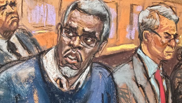 U.S. Marshalls sit behind Sean &quot;Diddy&quot; Combs as he sits at the defense table alongside lawyer Brian Steel in the courtroom during his sex trafficking trial in New York City, New York, U.S.,  ...
