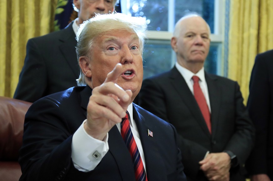 FILE - In this Oct. 23, 2018, photo, President Donald Trump speaks following a ceremony signing the &quot;America&#039;s Water Infrastructure Act of 2018&quot; into law in the Oval Office at the White ...