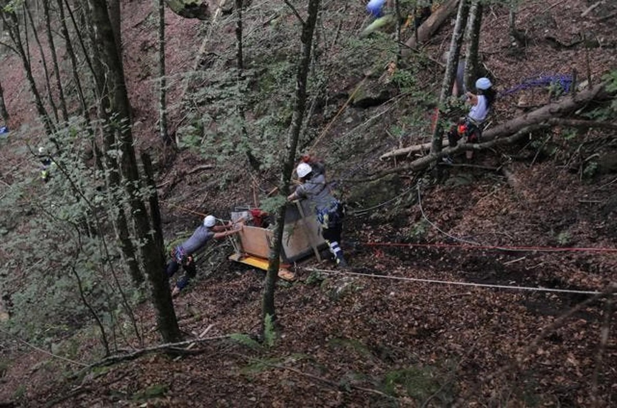 Hier wurde die abgestürzte Transportseilbahn in Innerthal geborgen.