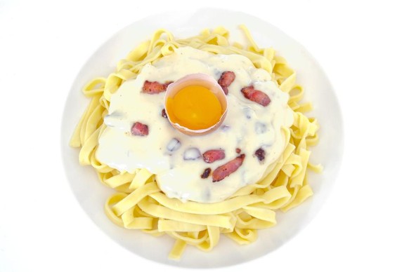 fake carbonara rahm speck ei tagliatelle essen food kochen