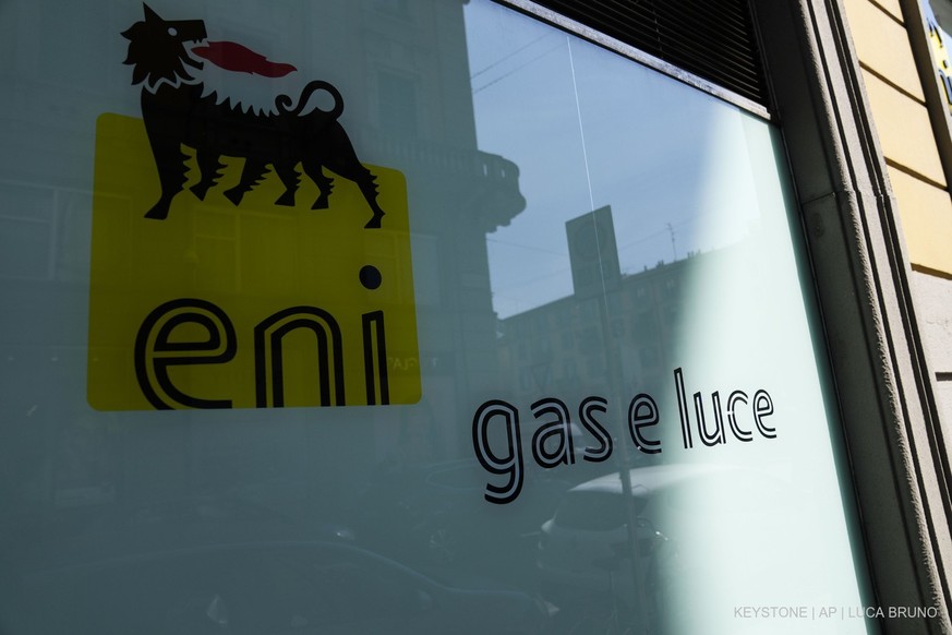 An external view of Eni Energy store, in Milan, Italy, Friday, April 7, 2022. (AP Photo/Luca Bruno)