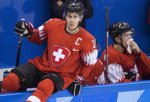 Raphael Diaz of Switzerland, during the men ice hockey play-off qualification match between Switzerland and Germany in the Kwandong Hockey Center in Gangneung during the XXIII Winter Olympics 2018 in  ...