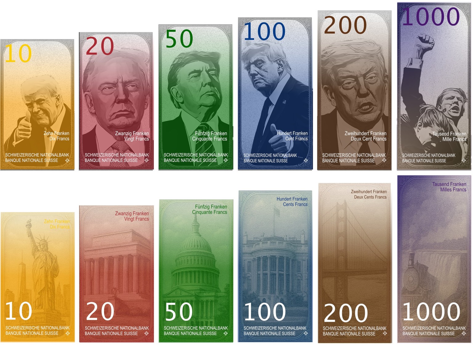 Wir haben da ein paar Ideen für neue Banknoten für die Schweiz.