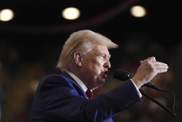 Republican presidential nominee former President Donald Trump speaks at a campaign event at Nassau Coliseum, Wednesday, Sept.18, 2024, in Uniondale, N.Y. (AP Photo/Alex Brandon)
Donald Trump