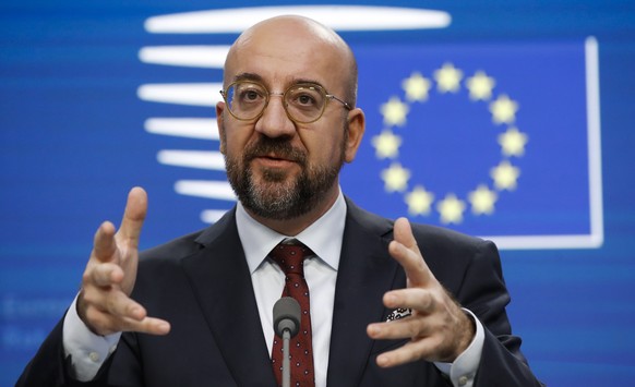 epa10367831 European Council President Charles Michel gives a press conference vat the end of EU Summit in Brussels, Belgium, 15 December 2022. European leaders discussed Russia&#039;s war against Ukr ...