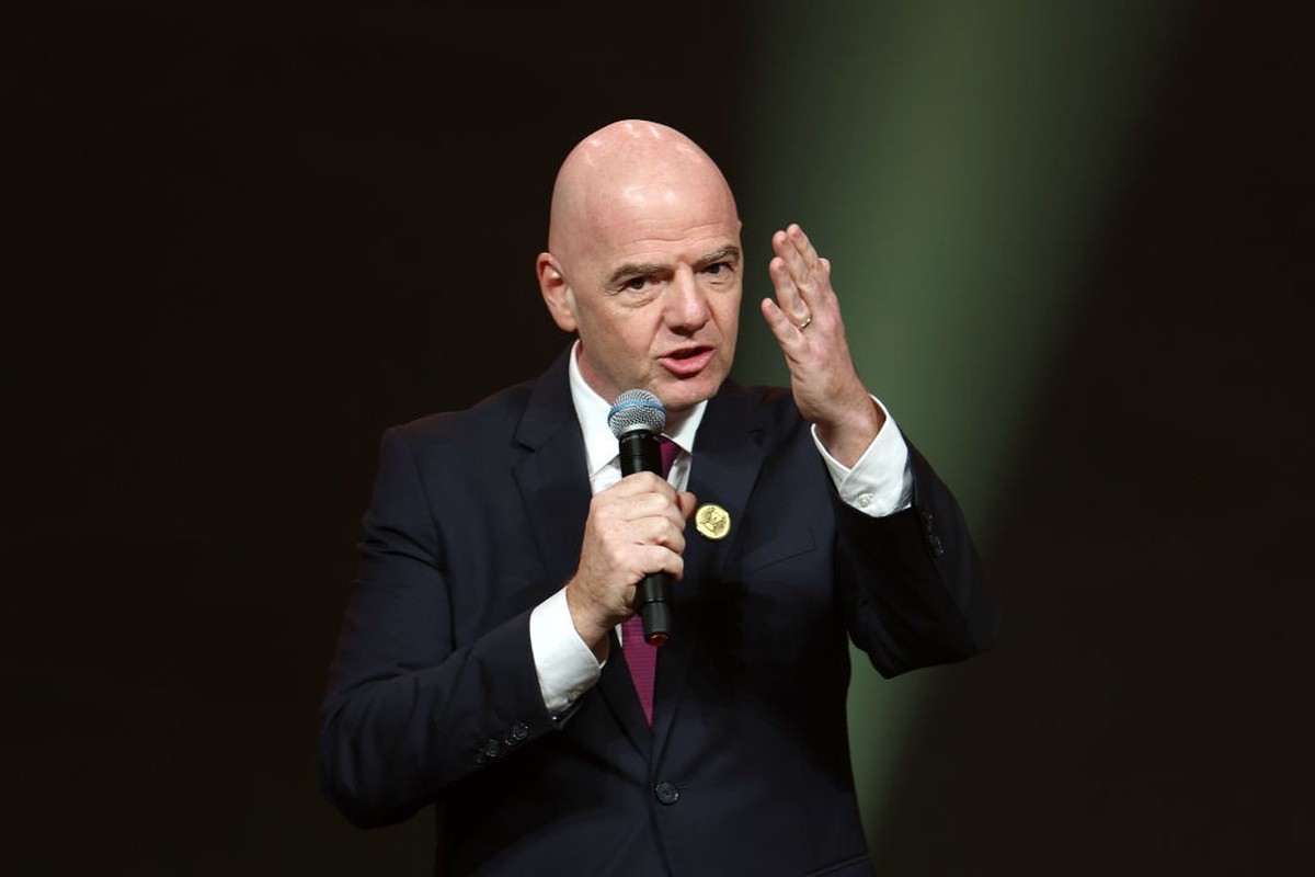 DOHA, QATAR - DECEMBER 17: Gianni Infantino, President of FIFA, speaks during the The Best FIFA Football Awards 2024 at Aspire Academy on December 17, 2024 in Doha, Qatar. (Photo by Christopher Pike - ...