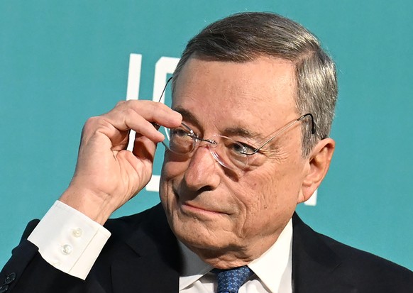 epa11766959 Former Italian prime minister and former European Central Bank (ECB) president Mario Draghi attends the ISPI Award 2024, Milan, Italy, 09 December 2024. The award is dedicated to personali ...
