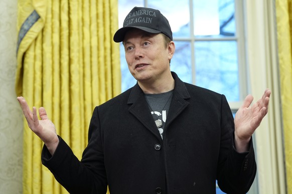 FILE - Elon Musk speaks during an event with President Donald Trump in the Oval Office at the White House, Feb. 11, 2025, in Washington. (AP Photo/Alex Brandon)
AP Poll AAPI Adults DOGE