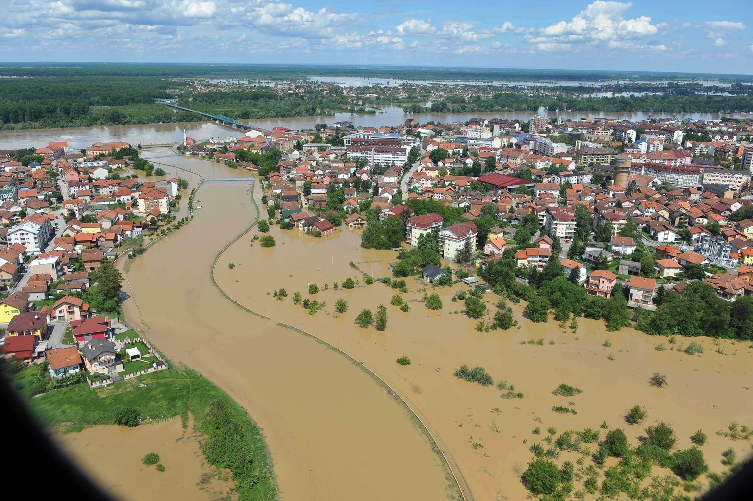 Die überflutete Stadt Brčko, 200 Kilometer nördlich der bosnischen Hauptstadt Sarajevo.