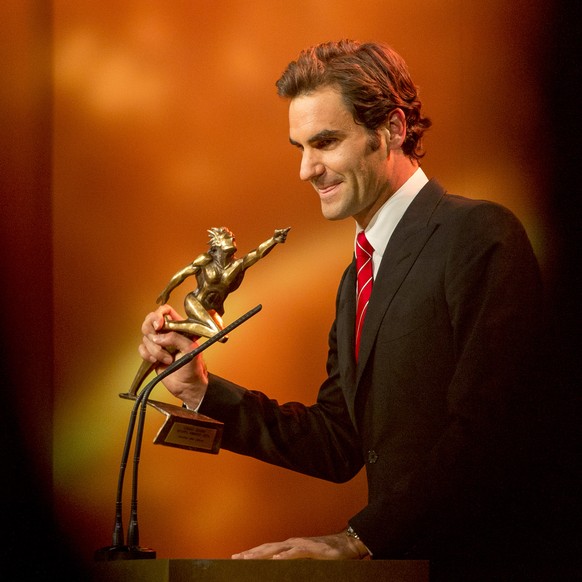 Federer an den Sports Awards 2014. Bis heute wurde er sechs Mal zum Schweizer Sportler des Jahres gewählt.