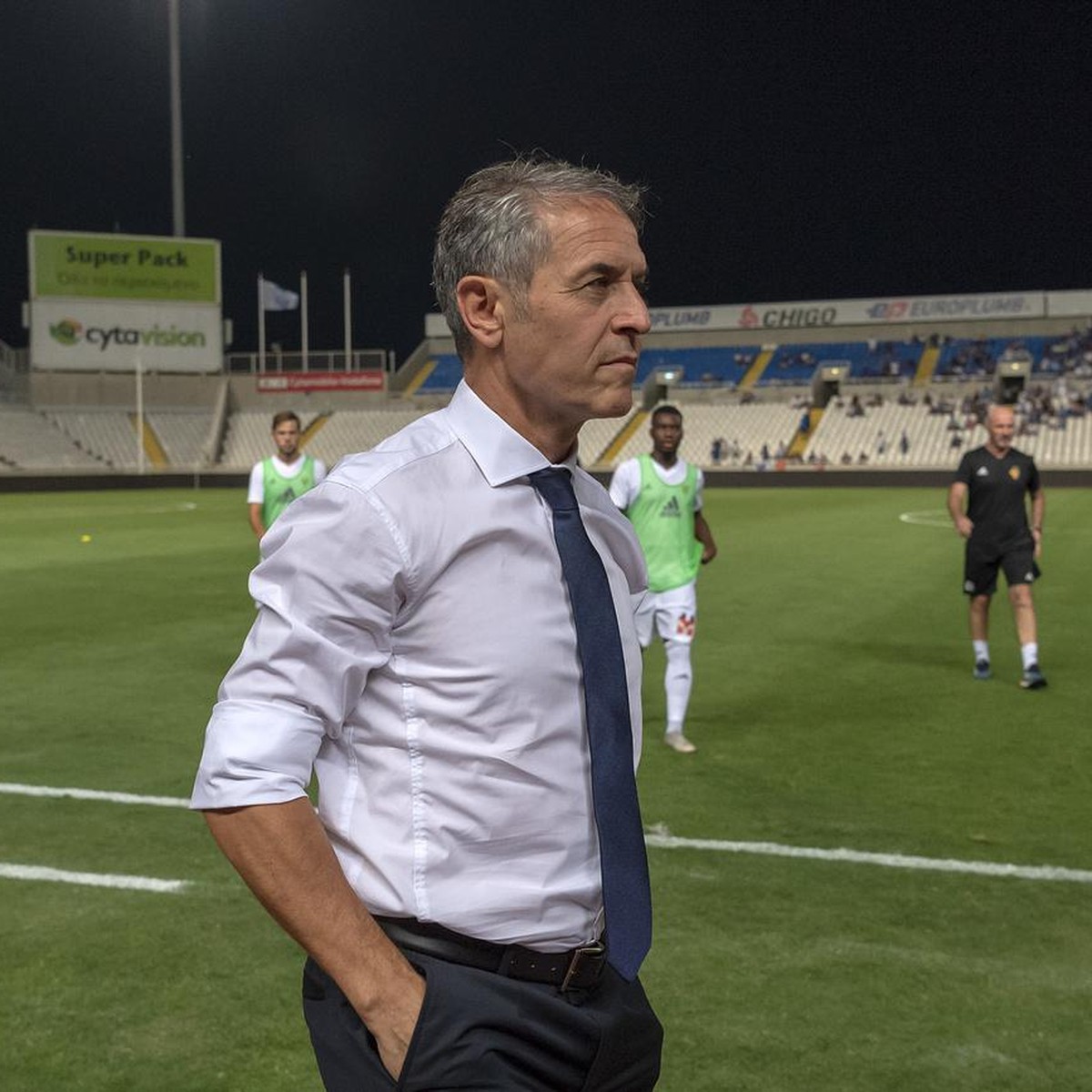 Basel's head coach Marcel Koller prior to the UEFA Europa League play-off second leg match between Cyprus' Apollon Limassol FC and Switzerland's FC Basel 1893 in the GSP stadium in Nico ...