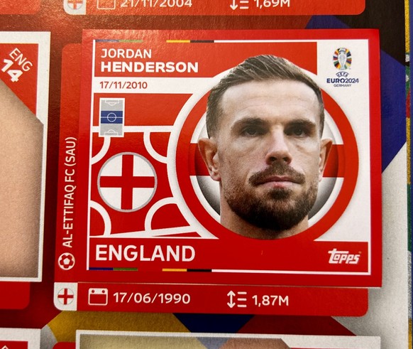 Diese Dinge nerven uns am neuen Topps-Sammelalbum zur UEFA Europameisterschaft 2024 in Deutschland. Beispiel: Jordan Henderson