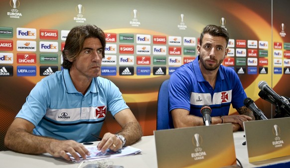 Belenenses Coach Ricardo Sa Pinto (l.) und sein Captain Goncalo Brandao gastieren in Basel.