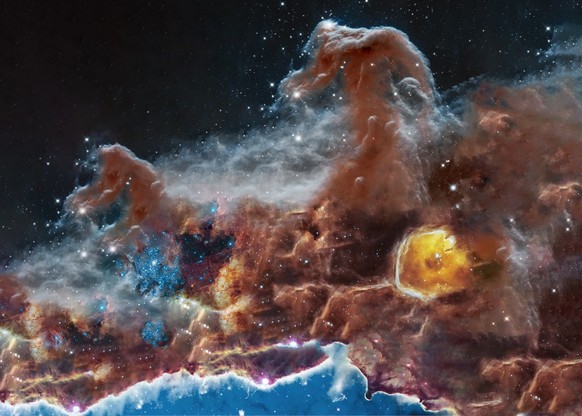 Der Pferdekopfnebel ist Teil einer Dunkelwolke im Sternbild Orion und besteht aus dichter interstellarer Materie.