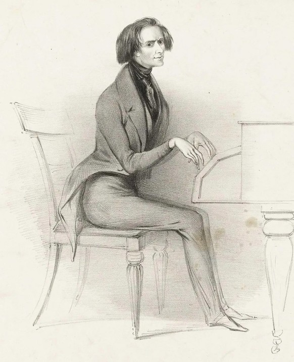Für viele Zeitgenossen schwankte Franz Liszt zwischen Genie und Wahnsinn hin und her. Hier eine Karikatur des Komponisten aus dem Jahr 1840.
https://commons.wikimedia.org/wiki/File:%27Monsieur_Liszt._ ...