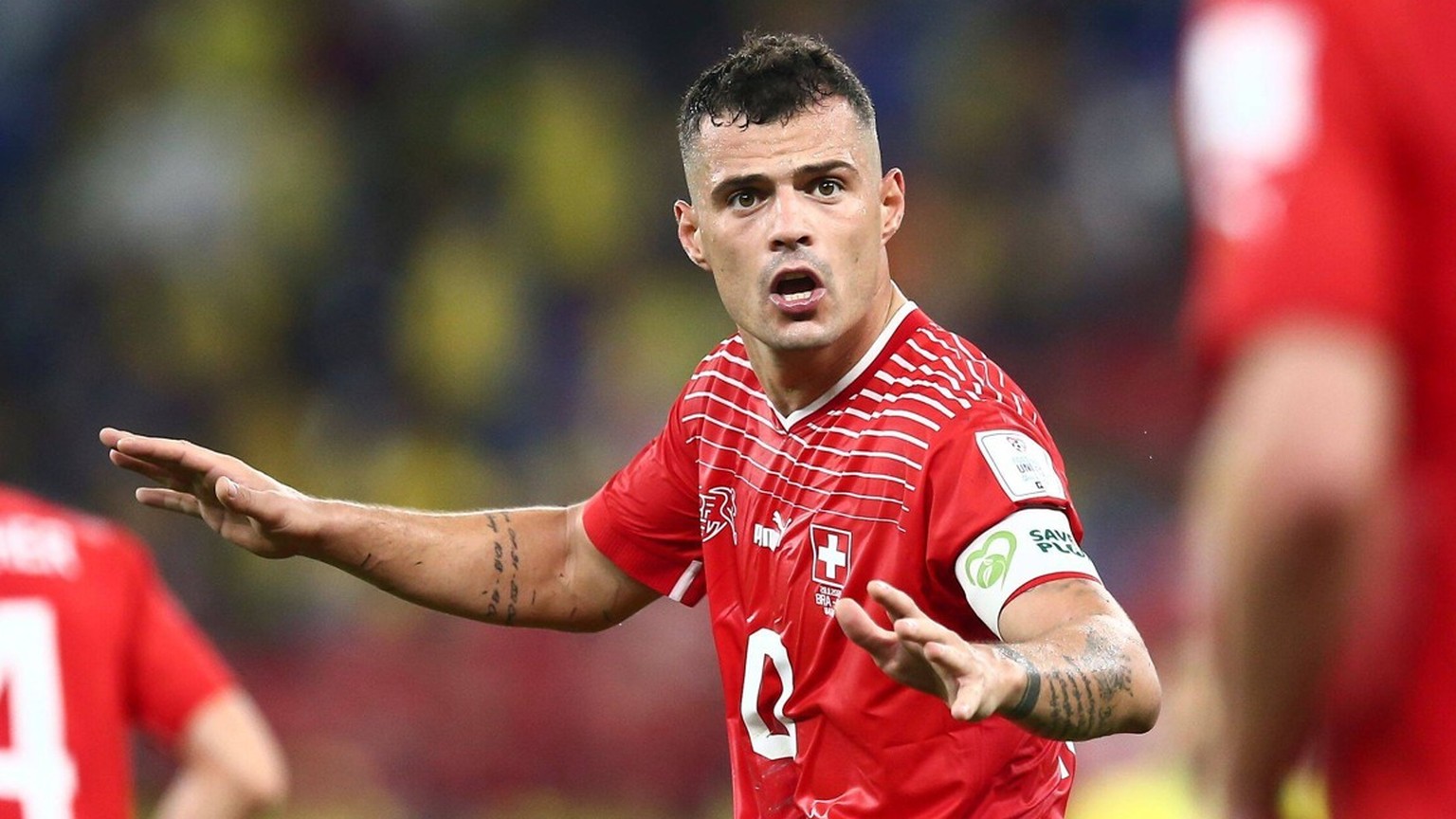 Mandatory Credit: Photo by Michael Zemanek/Shutterstock 13634925bq Granit Xhaka of Switzerland Brazil v Switzerland, FIFA World Cup, WM, Weltmeisterschaft, Fussball 2022, Group G, Football, Stadium 97 ...