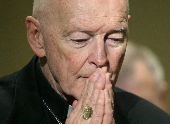 FILE - In this Nov. 14, 2011 file photo, Cardinal Theodore McCarrick prays during the United States Conference of Catholic Bishops' annual fall assembly in Baltimore. Seton Hall University has be ...