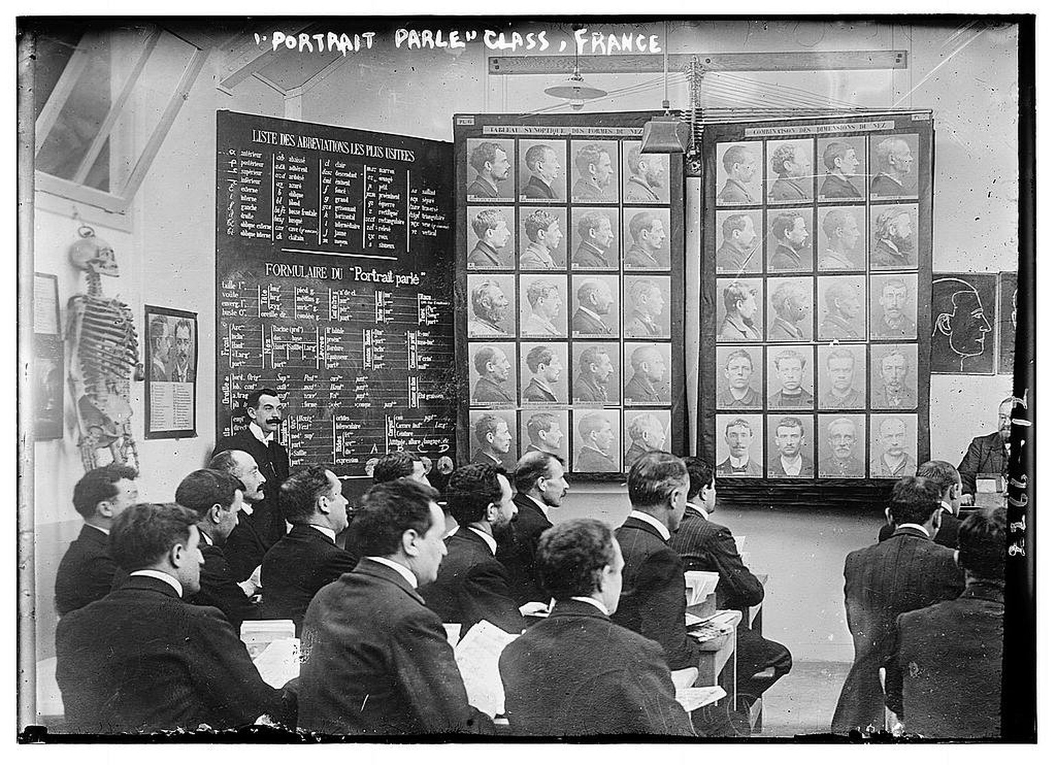Class on the Bertillon system in France in 1911