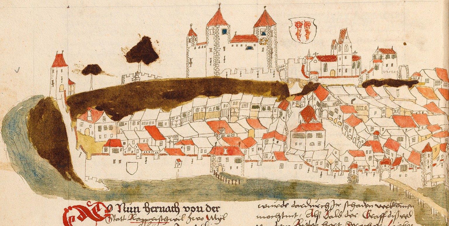 Die altgläubige Stadt Rapperswil um 1535. Hier soll Felder nicht nur an einem Saufgelage teilgenommen, sondern auch unrechtmässig Kommenden-Gut gehortet haben.