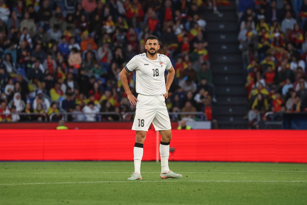 Spain - FIFA friendly - Spain vs Iraq - 04/06/2026 SPAIN, LA CORUNA, JUNE 04: Aymen Hussein of Iraq during the FIFA friendly football match between Spain and Iraq at Riazor Stadium on June 04, 2026 in ...