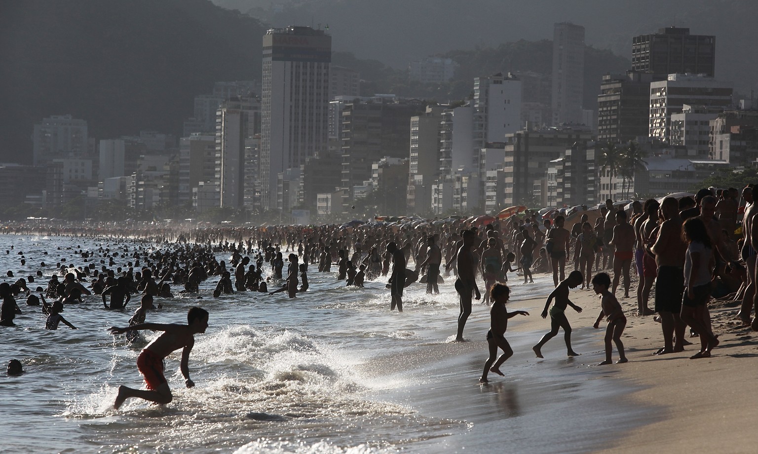 Ipanema Beach, aufgenommen an einem Hitzetag, Anfang Januar. 