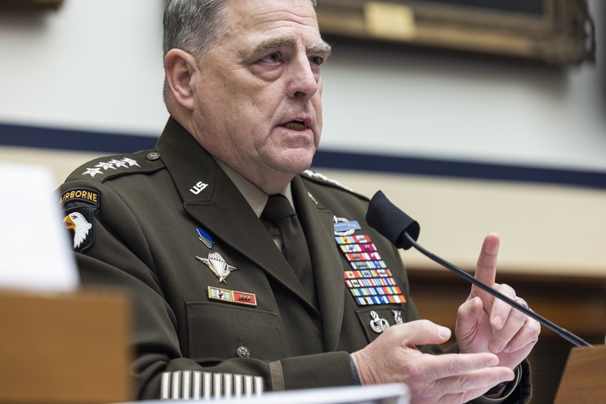 epa09295603 Joint Chiefs of Staff Chairman Gen. Mark Milley testifies before the House Armed Services Committee on the Pentagon&#039;s 2022 budget in the Rayburn House Office Building in Washington, D ...