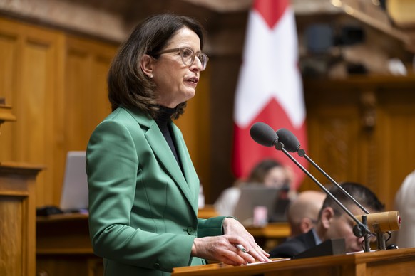 Susanne Vincenz-Stauffacher, FDP-SG, spricht waehrend der Wintersession der Eidgenoessischen Raete, am Dienstag, 10. Dezember 2024 im Nationalrat in Bern. (KEYSTONE/Anthony Anex)