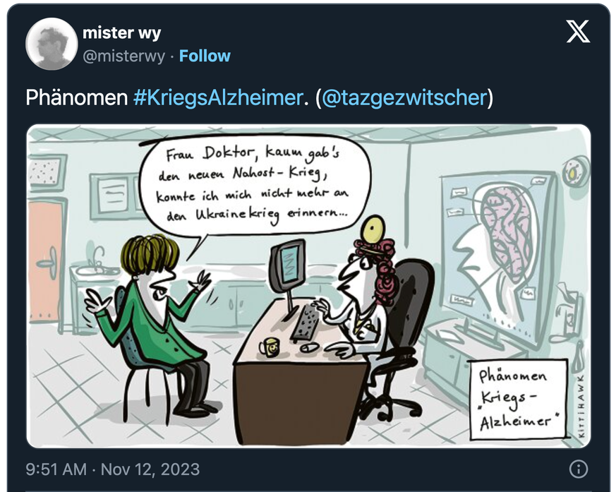 Karikatur zu «Kriegs-Alzheimer»
