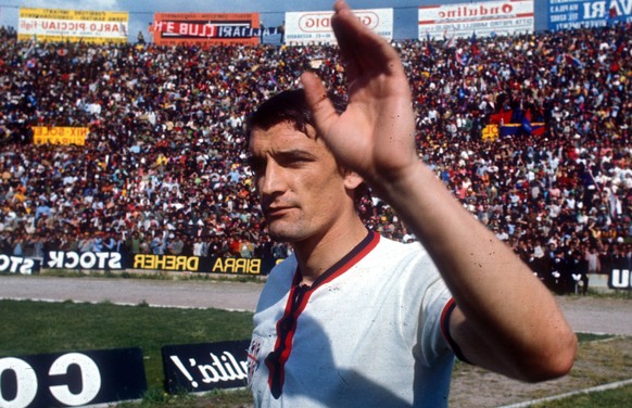 epa11097984 An undated file images made availabe on 23 January 2024 shows Luigi Riva in Cagliari, Italy, around 1970 (issued 23 January 2024). Italian football legend Luigi &#039;Gigi&#039; Riva died  ...