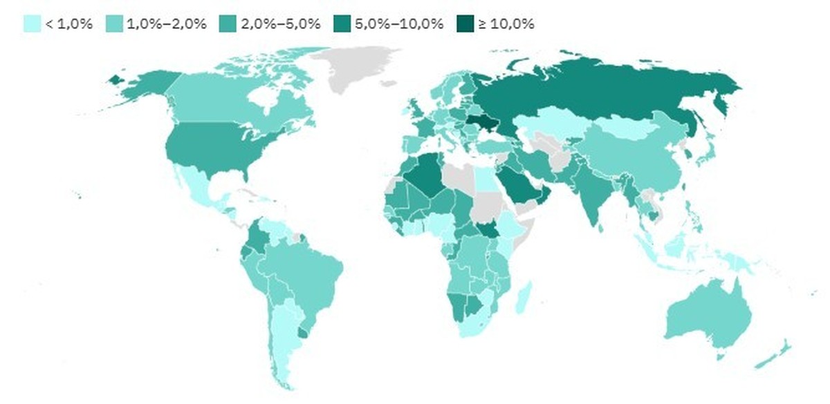 Anteil der Militärausgaben am BIP 2023
SIPRI
https://www.sipri.org/databases/milex