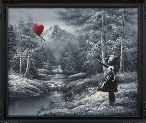 Dieses Bild wird am Mittwoch versteigert und über Banksys Zukunft bestimmen: «Girl and Balloon on Found Landscape» (2012).