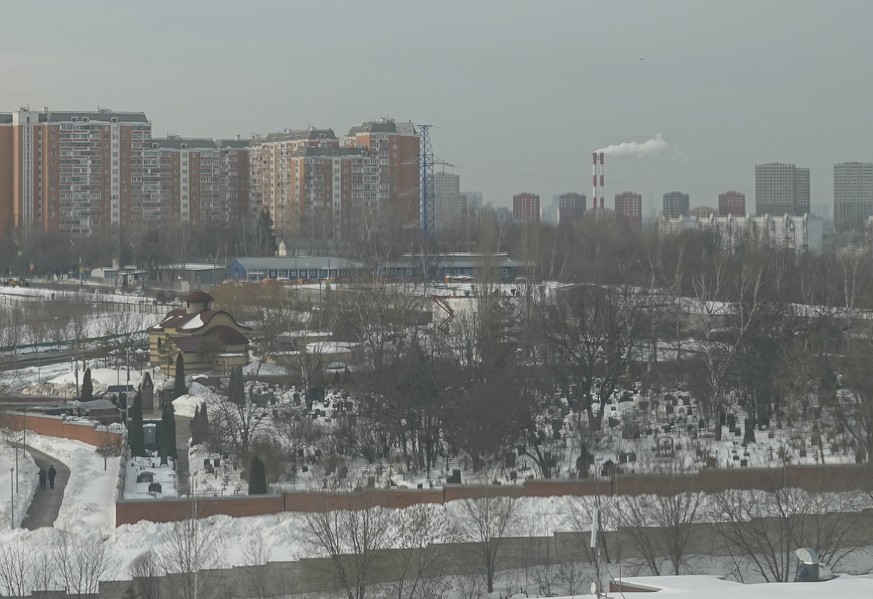 epa11188675 A general view of the Borisovskoye cemetery where the late Russian opposition leader Alexei Navalny is expected to be buried, in Moscow, Russia, February 29, 2024. Navalny's funeral will...