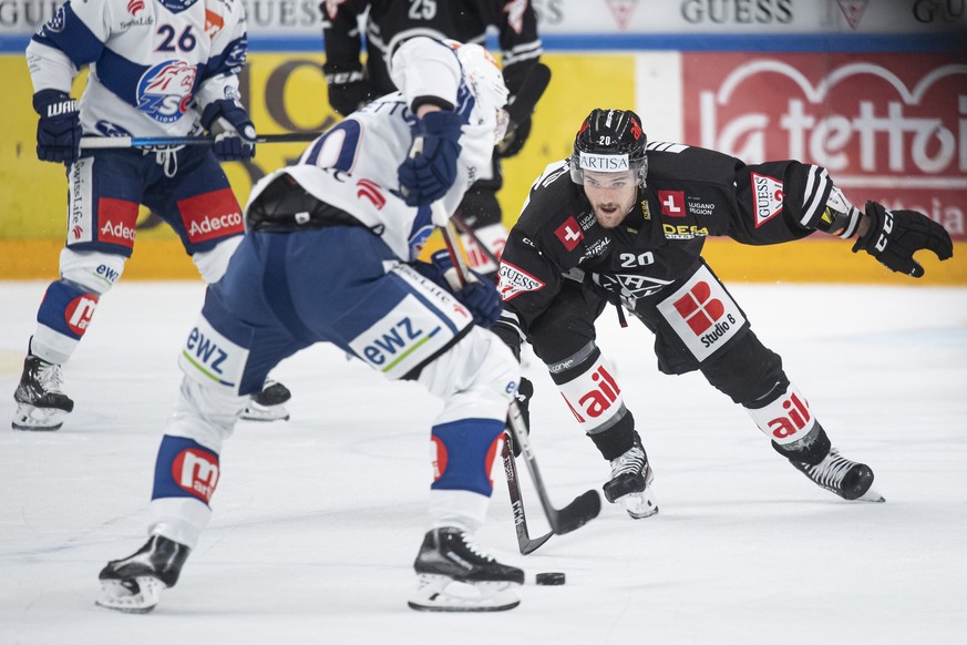 Lugano&#039;s player Kris Bennett, during the preliminary round game of the National League 2022/23 between HC Lugano against ZSC Lions at the ice stadium Corner Arrena, Tuesday, September 20, 2022. ( ...