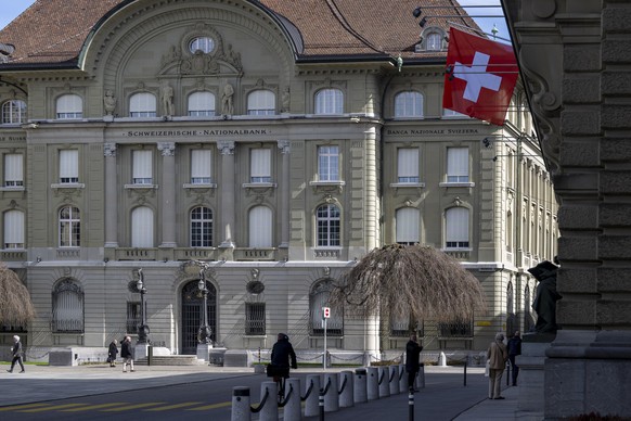 The Swiss National Bank SNB pictured at the Federal square (Bundesplatz) in Bern, Switzerland, Thursday, March 16, 2023. Credit Suisse is borrowing up to 50 billion francs from the Swiss National Bank ...