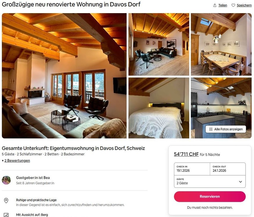 Teure WEF-Unterkünfte in Davos 2026