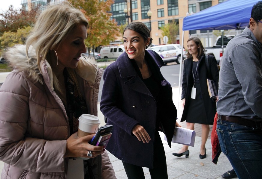 Rep.-elect Alexandria Ocasio-Cortez, D-NY., arrives for orientation for new members of Congress, Tuesday, Nov. 13, 2018, in Washington. (AP Photo/Pablo Martinez Monsivais)