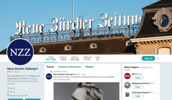 Twitter-Account der NZZ