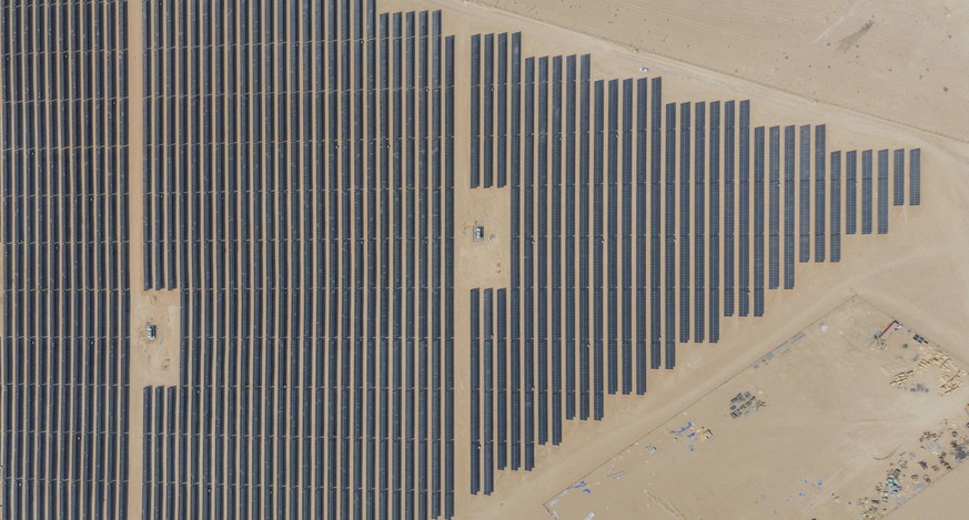 This aerial photo shows panels at a newly opened industrial-scale solar power plant in Karbala, Iraq, Wednesday, Sept. 17, 2025. (AP Photo/Anmar Khalil)
Iraq Solar Power